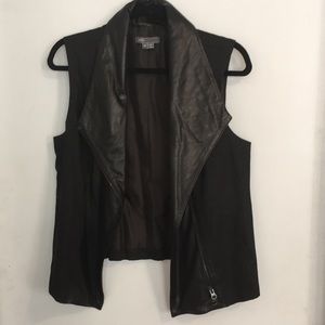Vince leather and linen asymmetrical vest